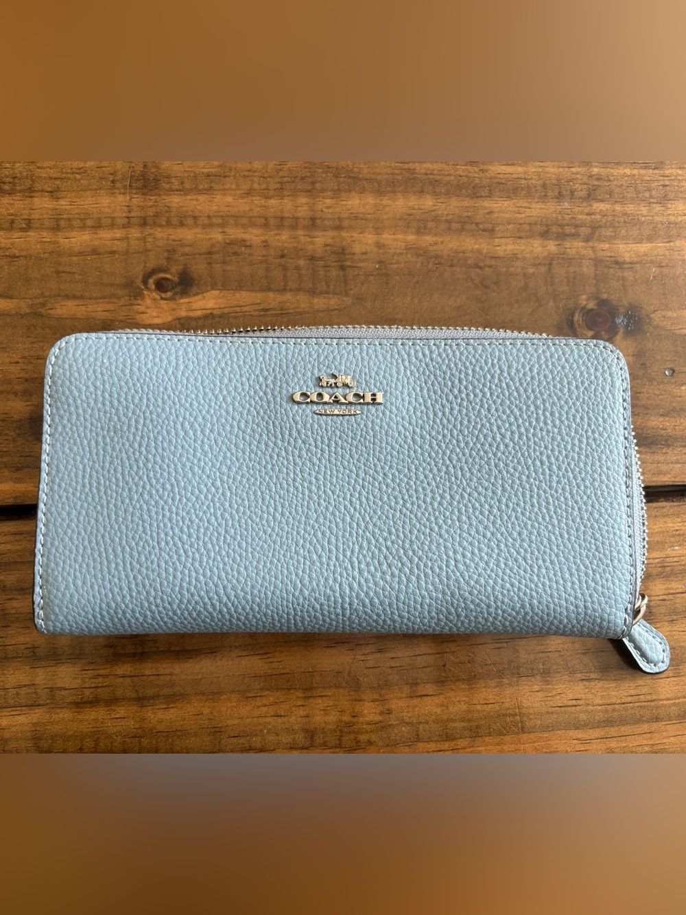 Coach Pebbled Leather Accordion Zip Wallet